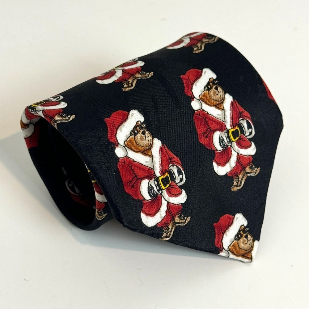 Addiction Santa Teddy Bear Christmas Tie